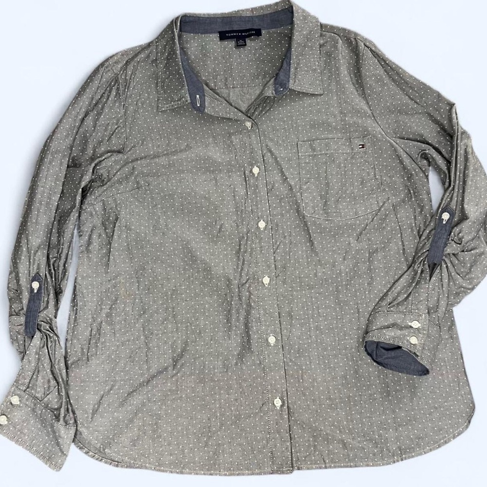 Tommy Hilfiger polka dot button up shirt long sleeve Xlarge
